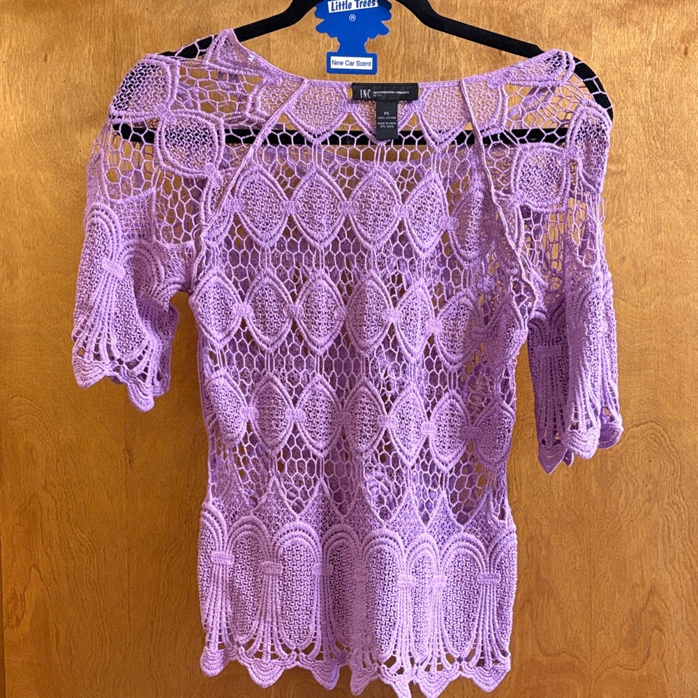 INC International Concepts Purple Crochet Blouse
